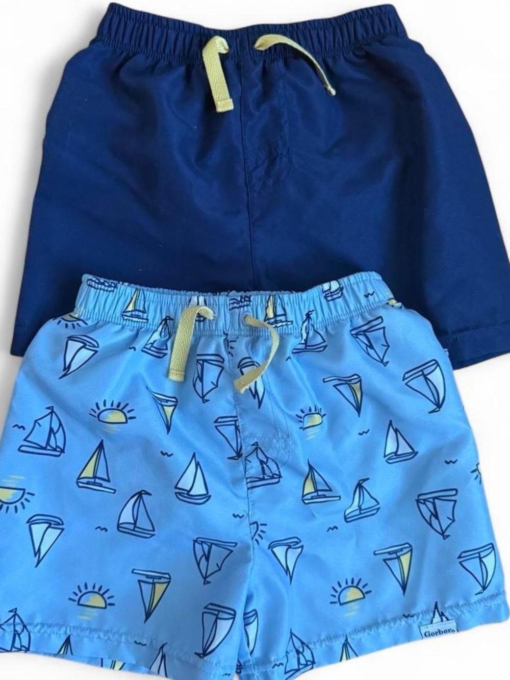 Gerber Boys' Navy and Light Blue Sailboat Swim Shorts Set 2T